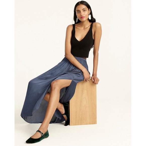 J. Crew Skirts J Crew Sideslit Featherweight Satin Maxi Skirt Flowy